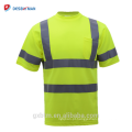 ANSI Road trabalho manga curta amarelo 100% poliéster alta visibilidade reflexivo segurança T-shirt